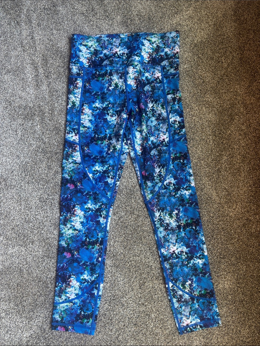 Women's Blue Abstract Print High-Waist Leggings